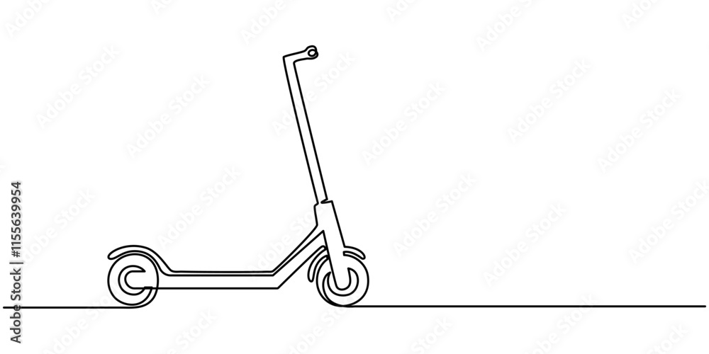 Poster continuous one line drawing scooter on a white background. vector illustration, scooter in continuou