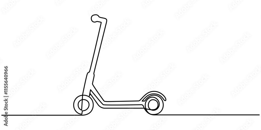Poster continuous one line drawing scooter on a white background. vector illustration, scooter in continuou