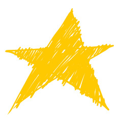 Yellow star symbol crayon drawn shapes element PNG transparent 
