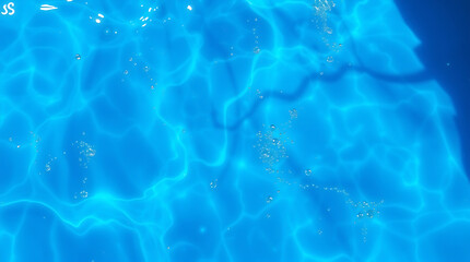 Fototapeta premium transparent Blue Water with Ripples, Splashes, Bubbles, and Sunlit Waves – Abstract Summer Banner Background, water texture, abstract background, copy space