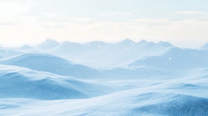 Obraz premium A peaceful snowy landscape with soft blue gradients and sparkling snow