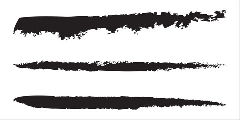 Black brush strokes set, grunge paint. Vector illustration. Distress texture banners collection . isolated on white and black backgroundeps10