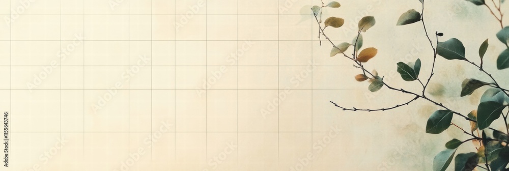 Poster Minimalist planner layout featuring subtle grid lines and botanical elements suitable for organization. Generative AI