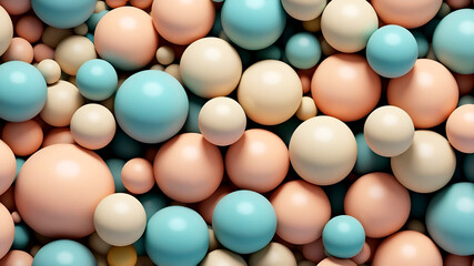 features a visually captivating composition of multicolored spheres in varying sizes, densely packed together to create a seamless pattern.