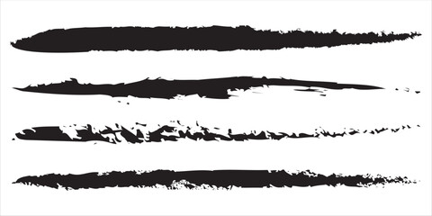 Black brush strokes set, grunge paint. Vector illustration. Distress texture banners collection . isolated on white and black backgroundeps10