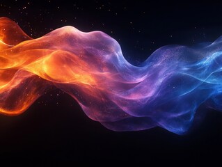 Obraz premium Dynamic soundwaves in gradient hues of orange, purple, and blue. Generate Ai