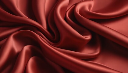 Obraz premium Rich Red Satin Fabric Draped Luxurious Soft Swirls Elegant Texture