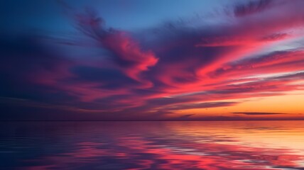 Fototapeta premium Vivid Ocean Sunset with Colorful Sky Reflections