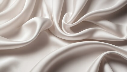 Obraz premium Elegant Cream Silk Fabric Draped Softly Luxurious Texture Background