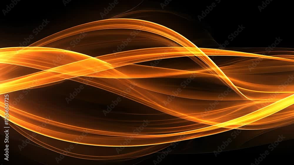 Poster dynamic abstract orange and black light waves, glowing lines in motion. energy and movement concept