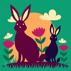 easter bunny and easter eggs