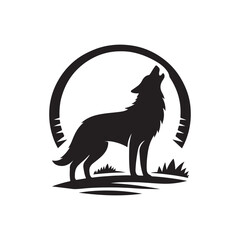Obraz premium wolf howling vector silhouette line art logo design