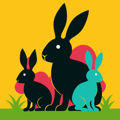 easter bunny and easter eggs