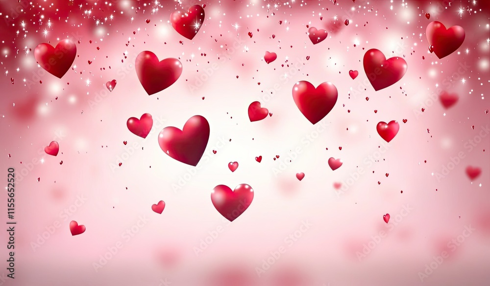 Fototapete glowing heart with multiple hearts in background representing love and affection