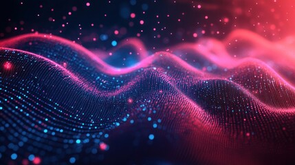 Obraz premium Abstract Flowing Particles: A Dynamic Digital Wave of Light and Color