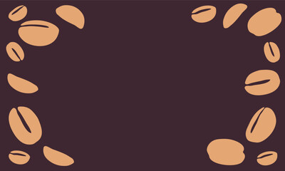 coffee grain background. coffee beans background for packaging or presentation. flat style coffee beans. coffee grain illustration. dark background.
