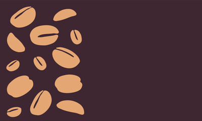 coffee grain background. coffee beans background for packaging or presentation. flat style coffee beans. coffee grain illustration. dark background.
