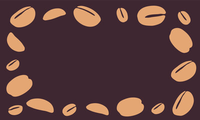 coffee grain background. coffee beans background for packaging or presentation. flat style coffee beans. coffee grain illustration. dark background.