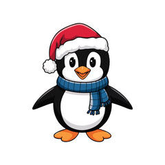 Cute Cartoon Penguin with Black Body White Patches Yellow Feet and Beak Happy Expression Design