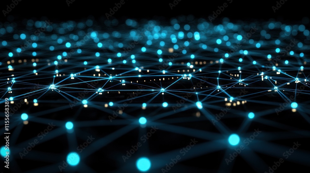 Aufkleber Abstract network connection with glowing nodes and lines. (1)