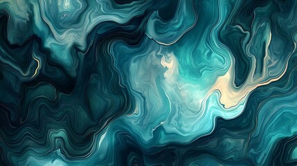 Obraz premium Soft watercolor texture in shades of teal blue and green creating a dreamy fluid design