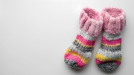 Colorful Hand-Knitted Baby Socks with Stripes and Cozy Design