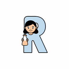 Girl with a letter R