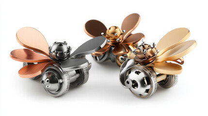 steampunk elegance: a collection of mechanical flower-shaped robots
