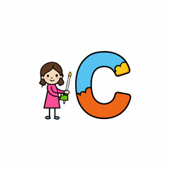 girl with alphabet C