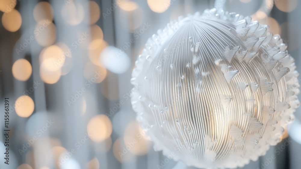 Aufkleber Abstract white sphere with textured surface, glowing from within, bokeh background.