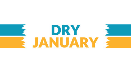Dry January text with side lines on a White background. Which is observed every year in January to celebrate Dry January.