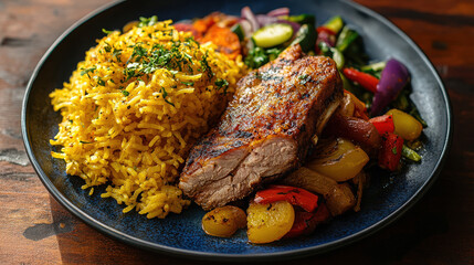 Fototapeta premium A_delicious Puerto Rican Pernil meal