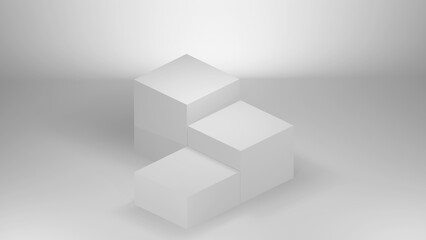3D three white pedestal layer product stand podium  display