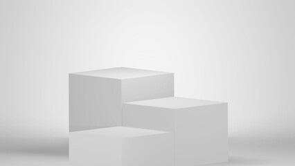 3D three white pedestal layer product stand podium  display