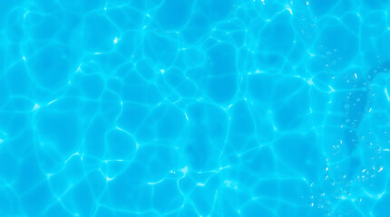 Obraz premium transparent Blue Water with Ripples, Splashes, Bubbles, and Sunlit Waves – Abstract Summer Banner Background, water texture, abstract background, copy space