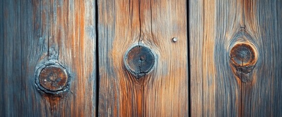 Weathered wood planks with knots, showing texture and age.