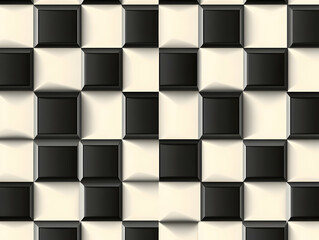Black and White 3D Checkerboard Background
