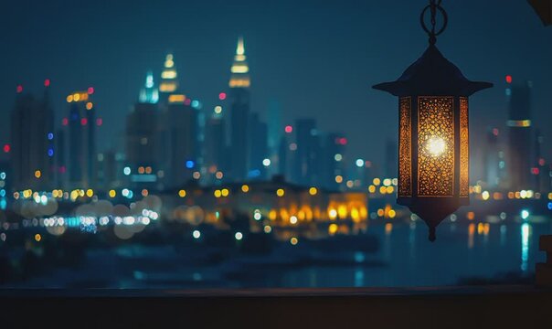 Eid mubarak and ramadan kareem greeting background with beautiful islamic lantern