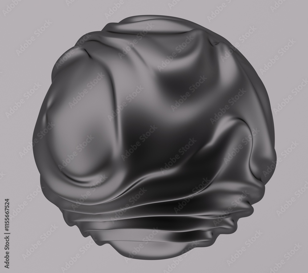 Aufkleber black glossy sphere with ripples and distortions on the surface. abstract 3d illustration of futuris