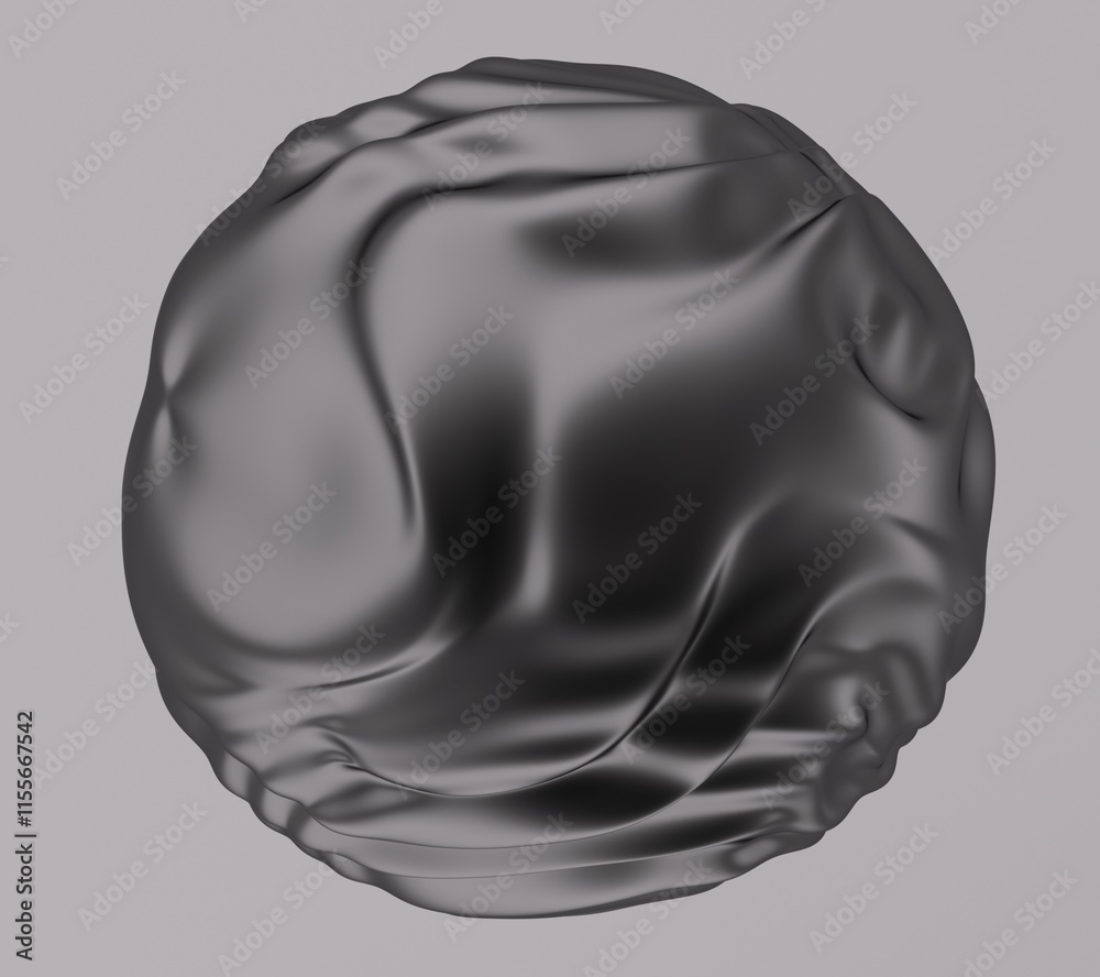 Poster black glossy sphere with ripples and distortions on the surface. abstract 3d illustration of futuris