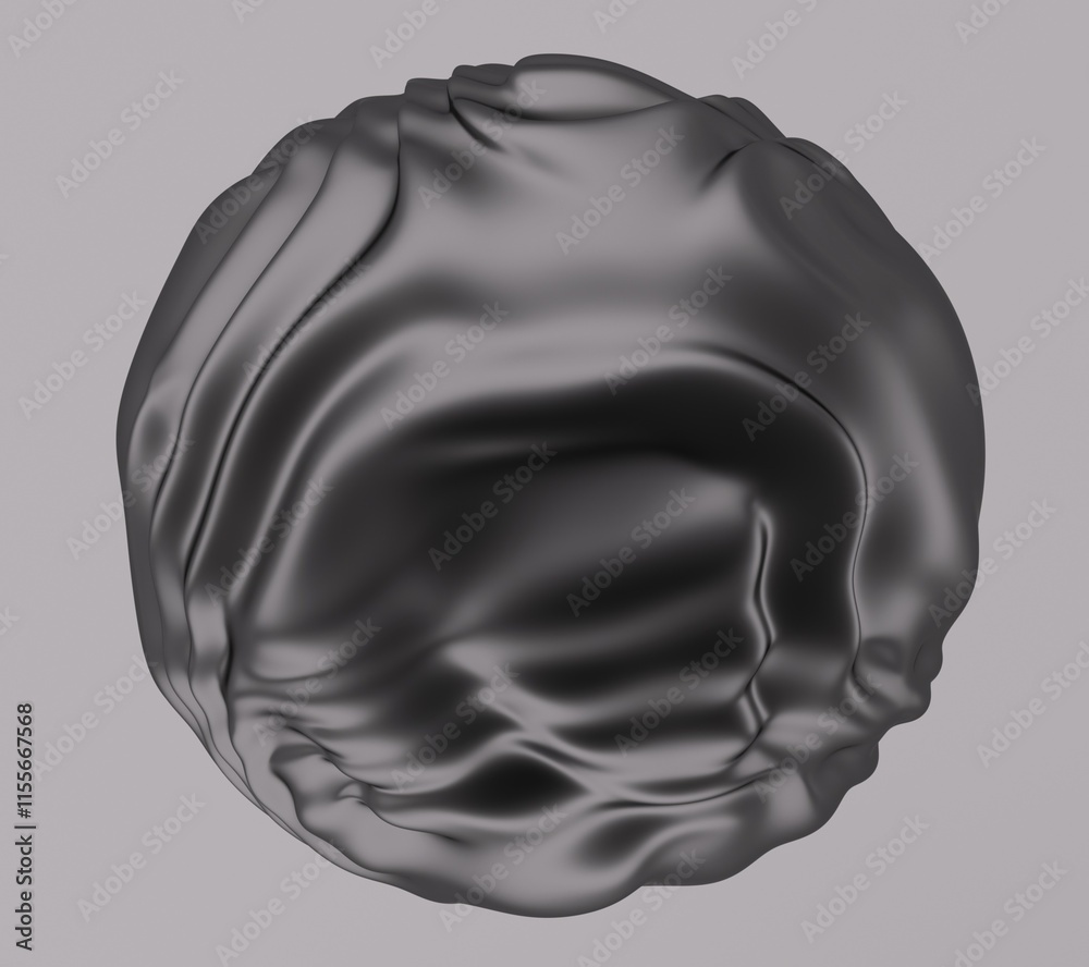 Aufkleber black glossy sphere with ripples and distortions on the surface. abstract 3d illustration of futuris