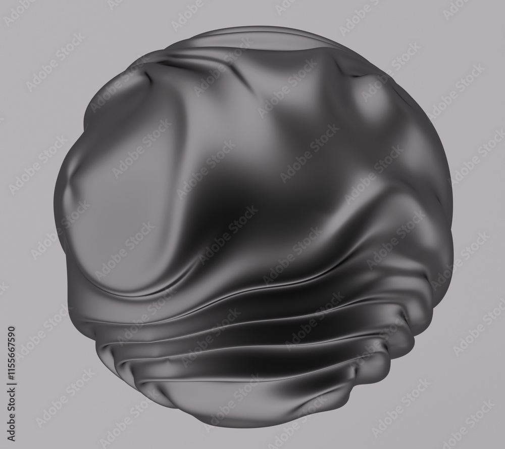 Aufkleber black glossy sphere with ripples and distortions on the surface. abstract 3d illustration of futuris
