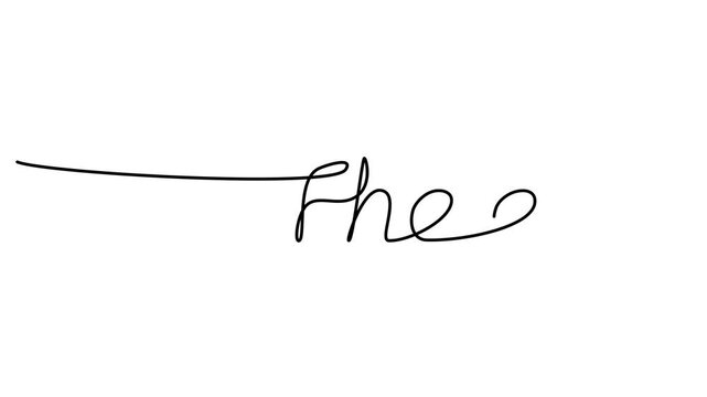 animation of a continuous drawing of the word The end with one line.
