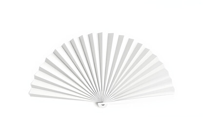 White folding hand fan mockup isolated, flat papercut style. isolated with white shades