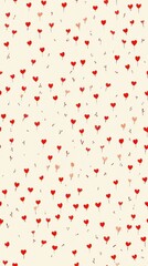 Fototapeta premium Small Red Hearts Pattern on Cream Background for Digital Designs and Textiles - Perfect for Valentine's Day, Crafts, and Home Decor