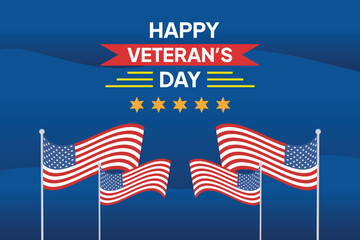 Happy Veterans Day concept. Colored flat vector illustration isolated.