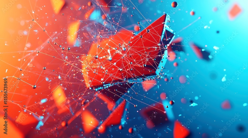 Poster geometric connections in technology, abstract background featuring interconnected lines and dots, il