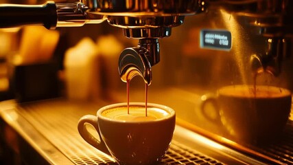 Italian machine preparing delicious espresso in a cozy coffee shop ambiance