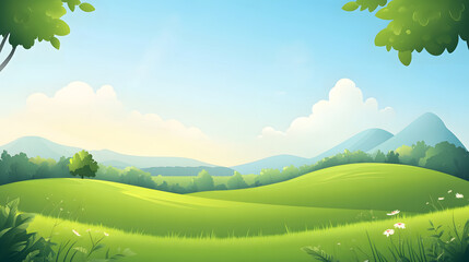Serene Green Hillscape Under a Sunny Sky