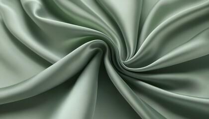Obraz premium Elegant Sage Green Silk Fabric Swirls Soft Drape Texture Closeup